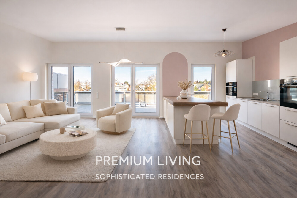 Elegantes modernes Wohn-und Küchenkonzept