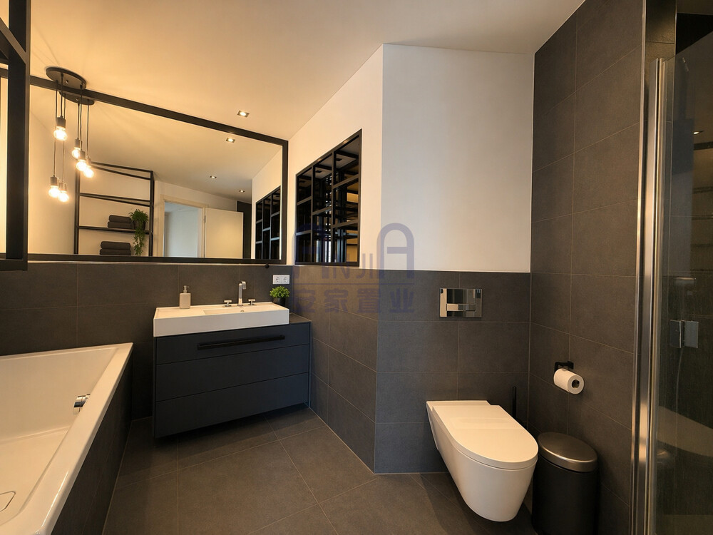Bad 2 mit Badewanne, Dusche, WC und Waschtisch