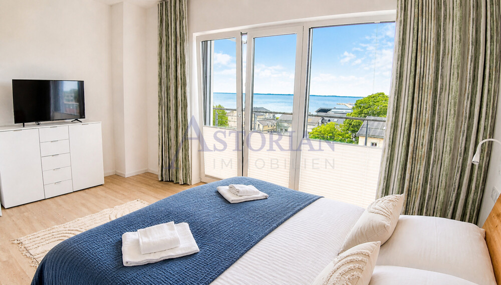 Schlafzimmer mit Ostseeblick