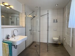 Tageslichtbad mit bodenbündiger Dusche