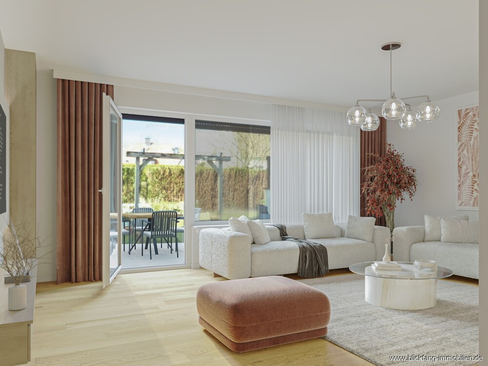 Wohnzimmer mit Gartenzugang