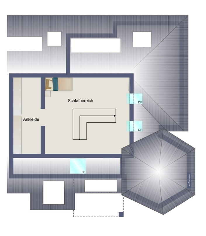 Grundriss Spitzboden (beispielhaft)
