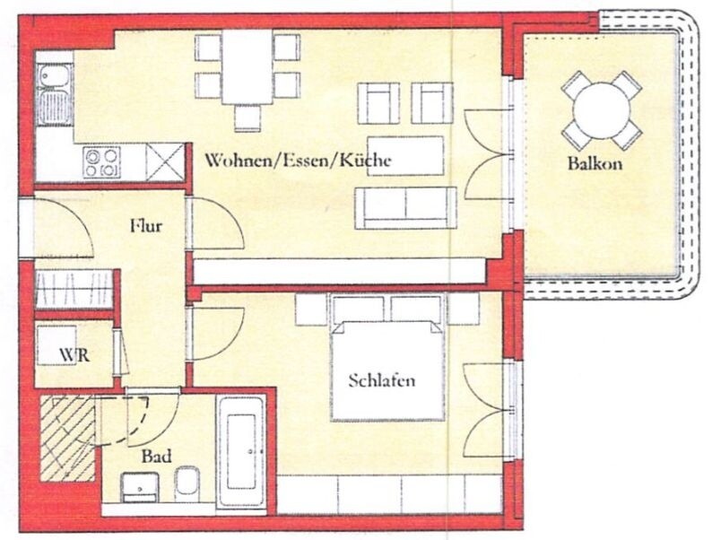 Grundriss, Balkon nach Süden