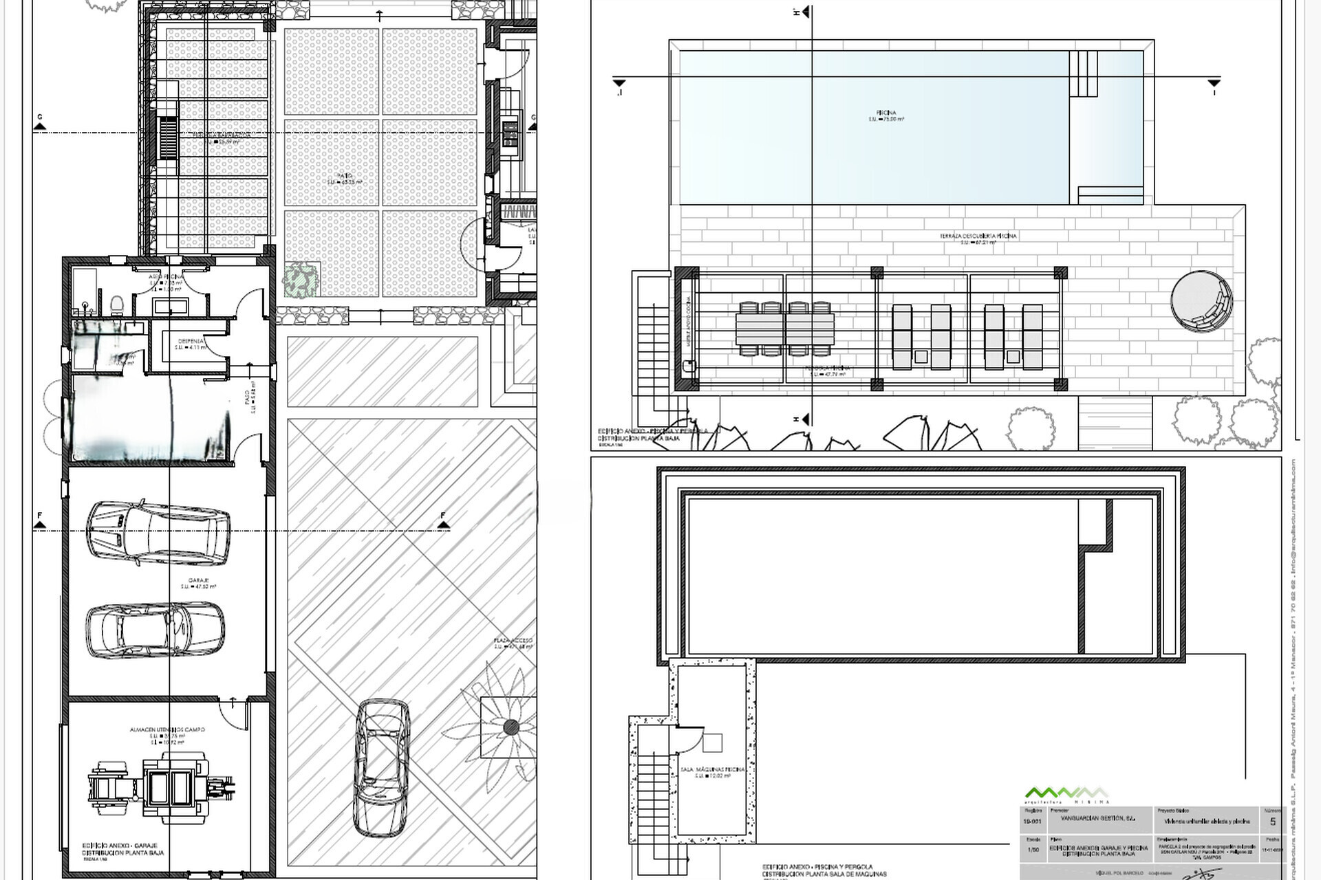 plano casa anexo, zona piscina