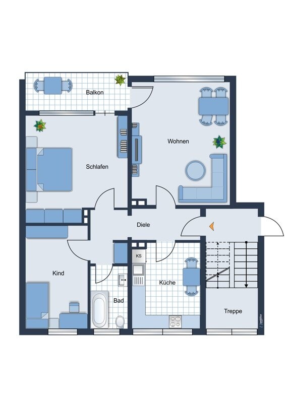 Grundriss Wohnung 1. OG links