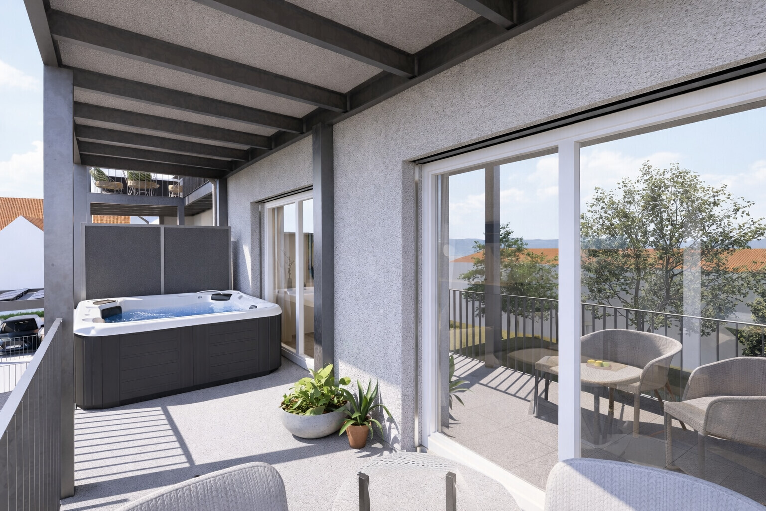 Balkon mit Whirlpool