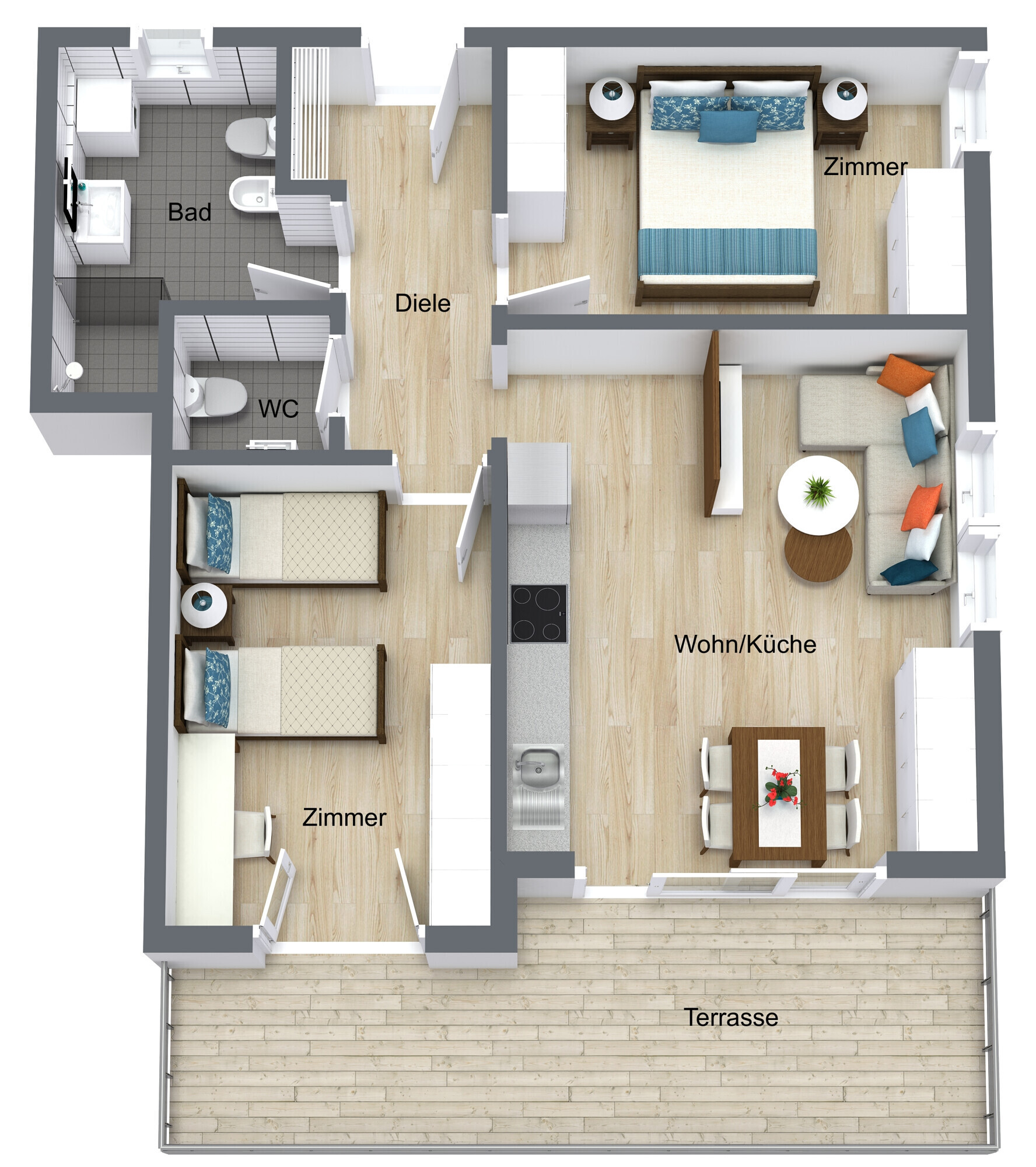 Am Berg A01 A04 A07 - 3D - Zeichnung