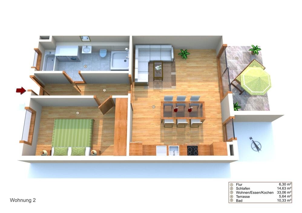 Wohnung Nr. 2 EG mit Gartenanteil