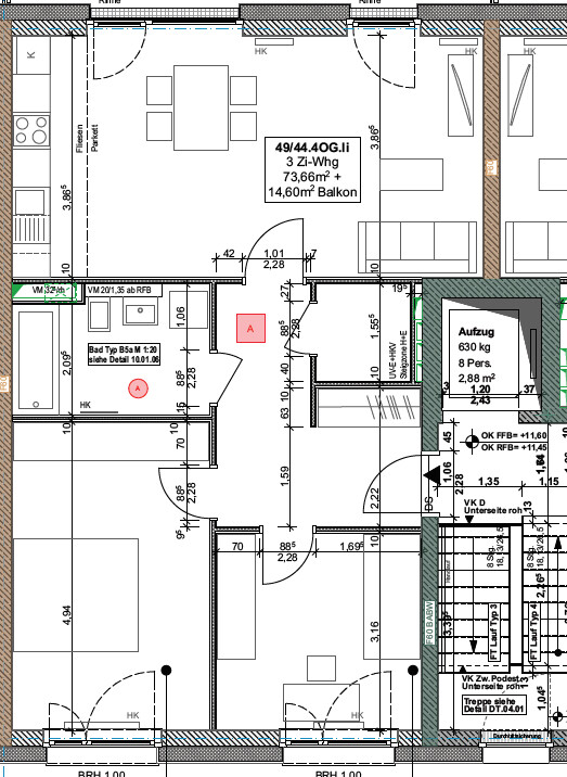 Werkplan, 14,6 qm Balkon nicht eingezeichnet