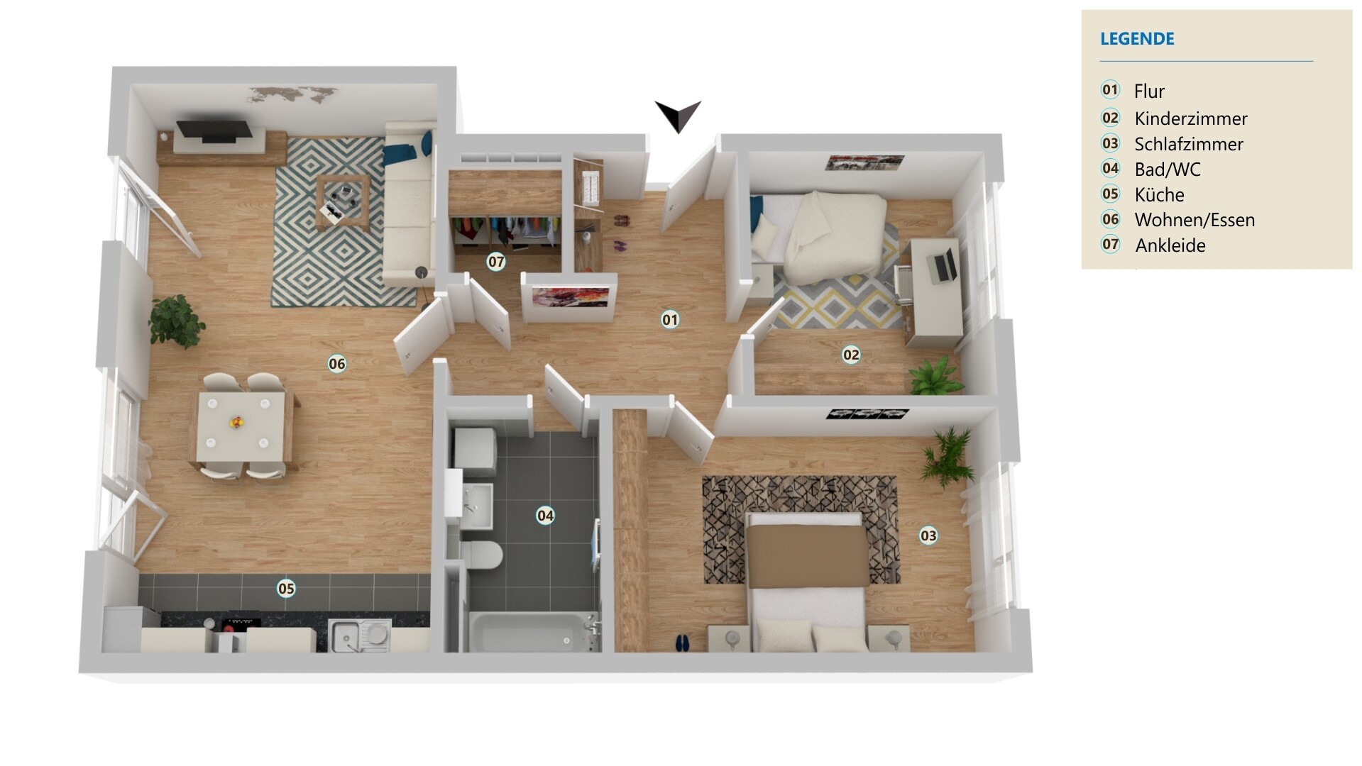 14,6 qm Balkon nicht eingezeichnet