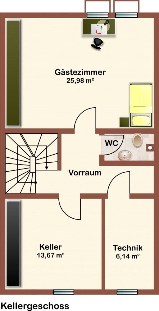 UG als Schlafzimmer mit WC