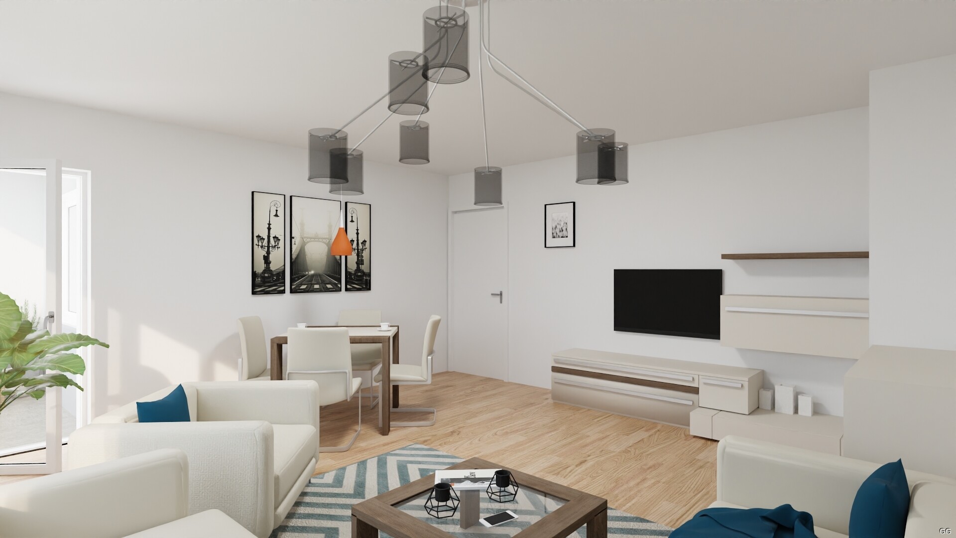 Wohnzimmer mit Balkonzugang