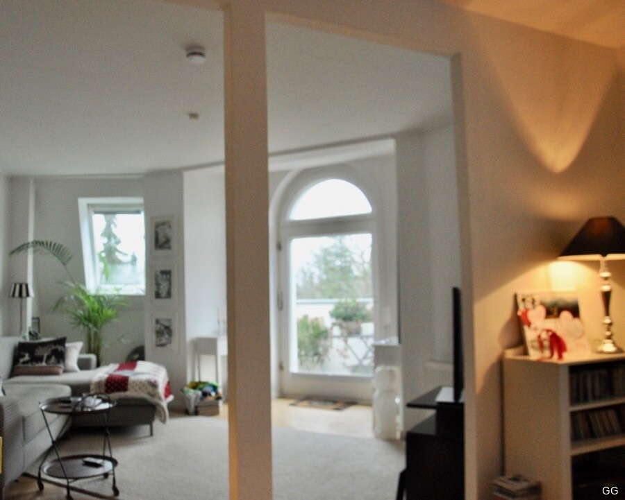 looking into the bright living room