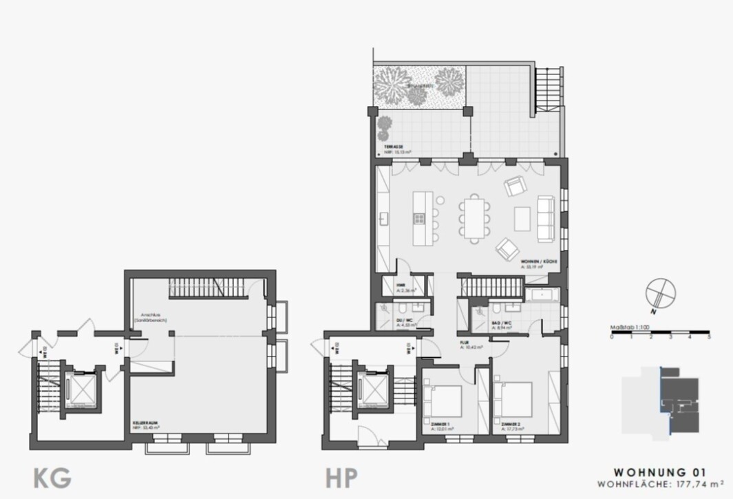 Grundriss Souterrain & Hochparterre