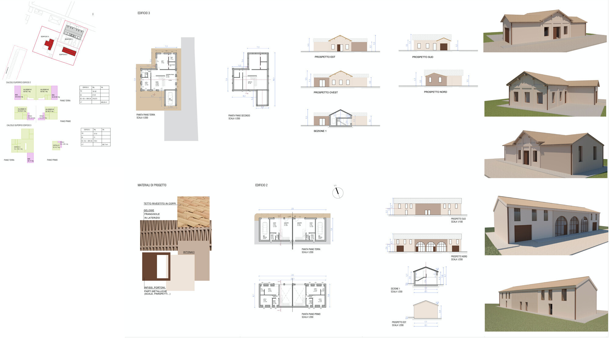 Planimetrie progetto villa singola e ville abbinate
