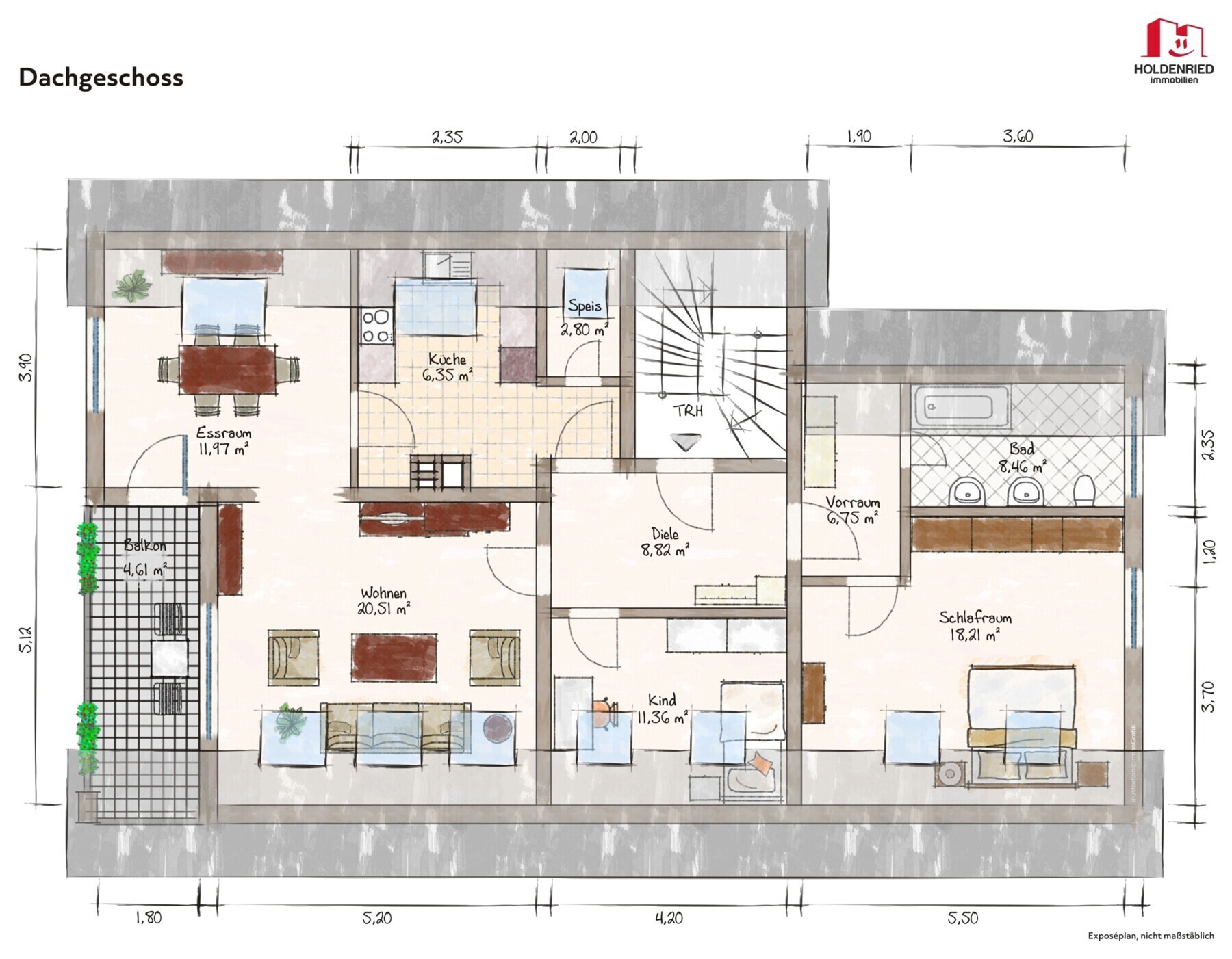 Grundrissplan m. Möbel