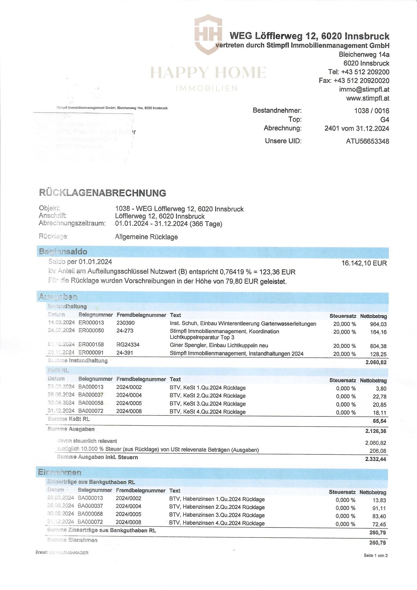 9-Rücklagenabrechung Ende 2024