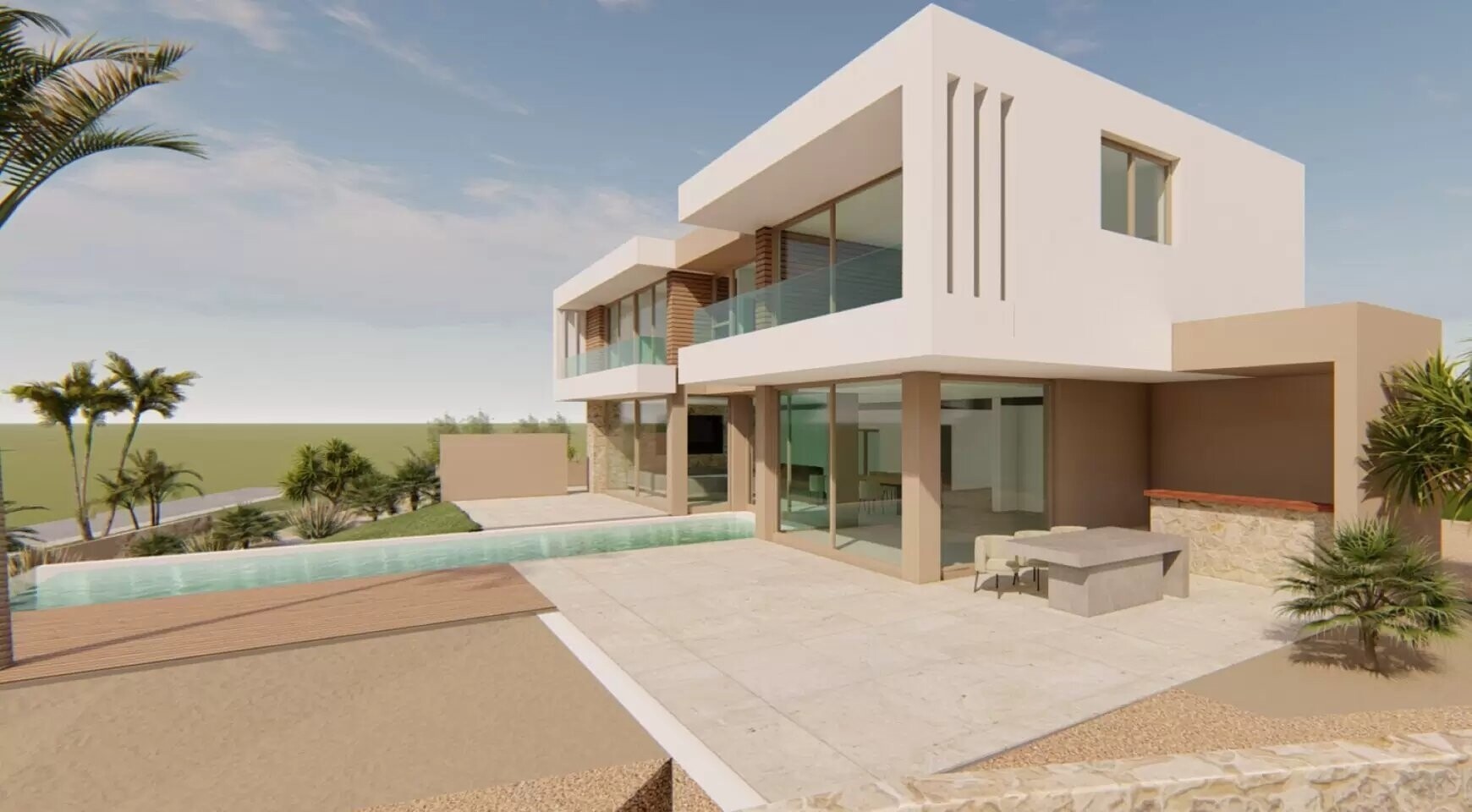 Modern new built villa with harbour view only 50m from the beach