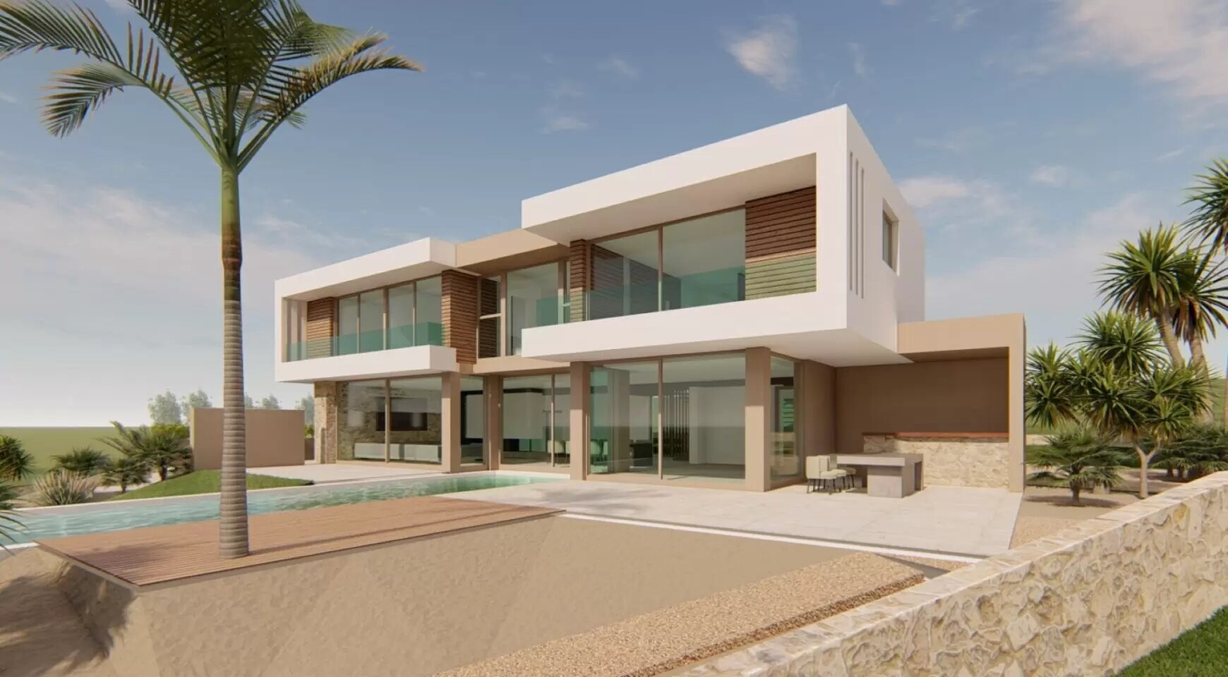 Modern new built villa with harbour view only 50m from the beach