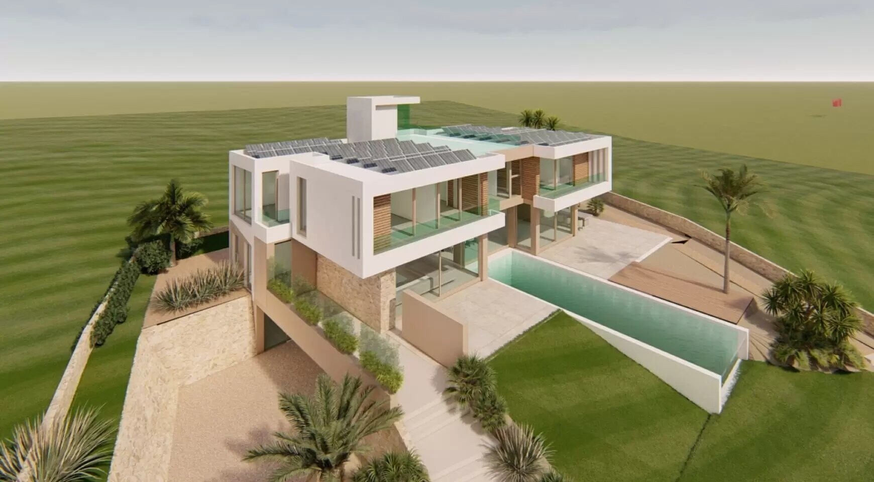 Modern new built villa with harbour view only 50m from the beach
