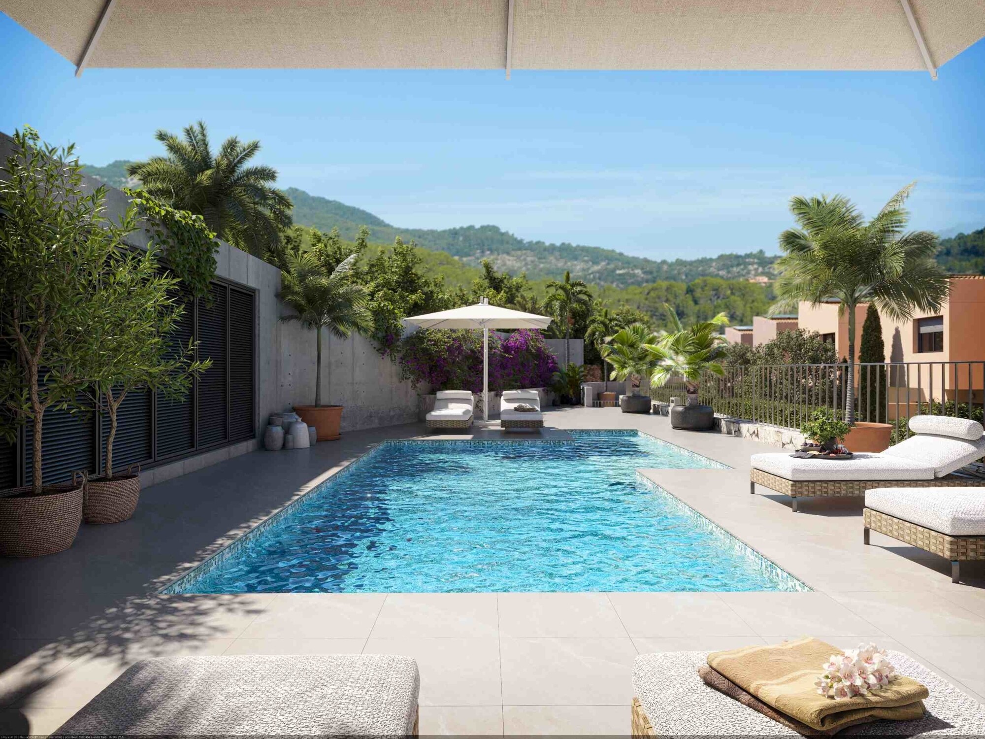 NEW BUILD (under construction): Corner terraced house with three terraces and garden