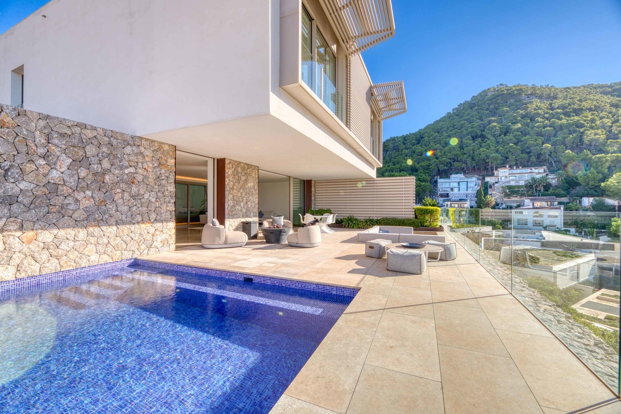 Modern villa with private pool in luxury residence