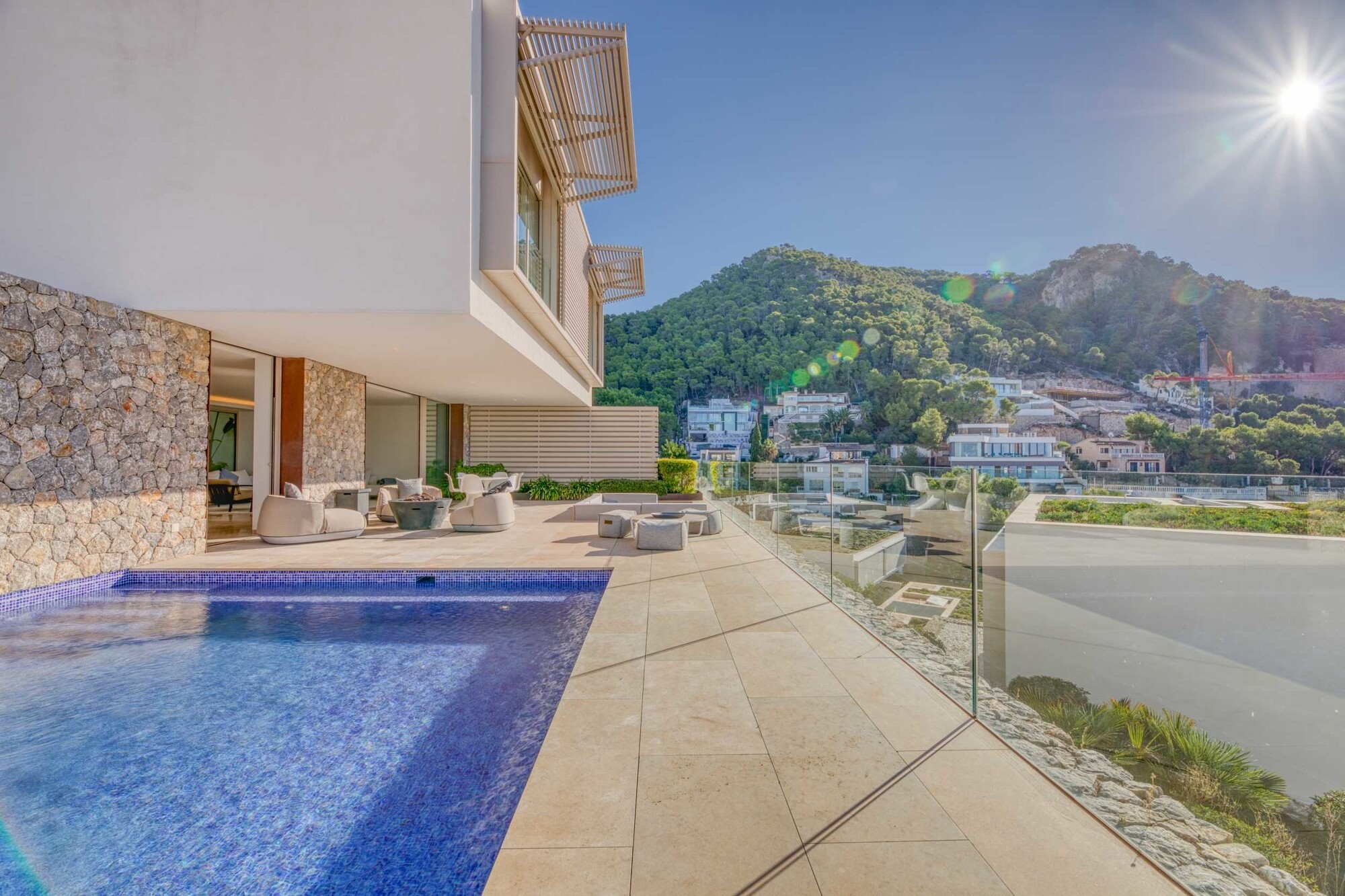 Modern villa with private pool in luxury residence