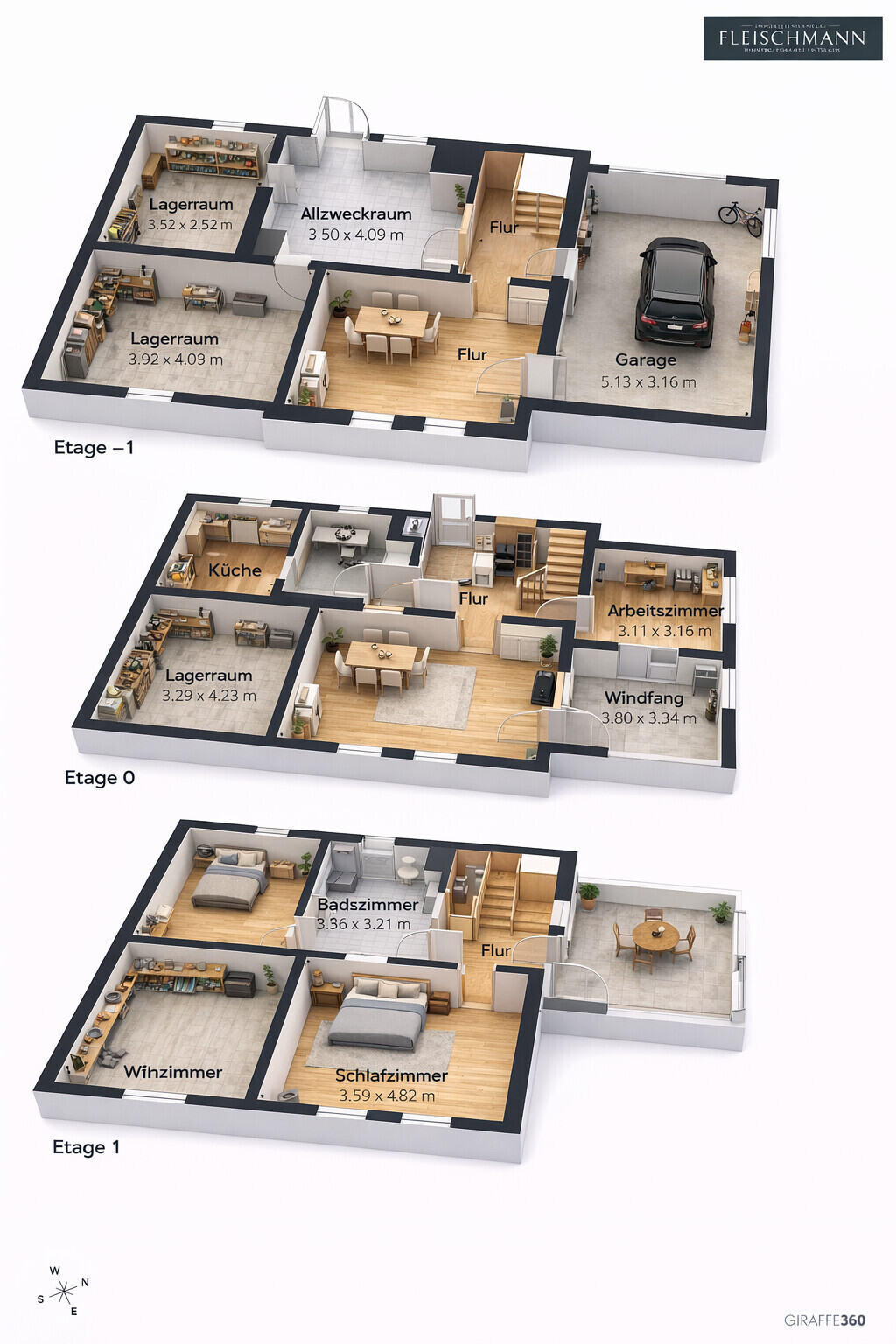 3D-visualisierung eines Einfamilienhauses