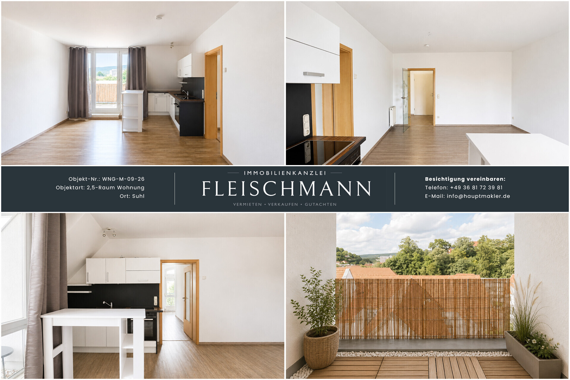 Wohnzimmer/Küche und Balkon
