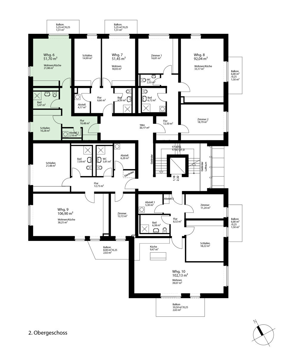 Geschossflächenplan 2. Obergeschoss