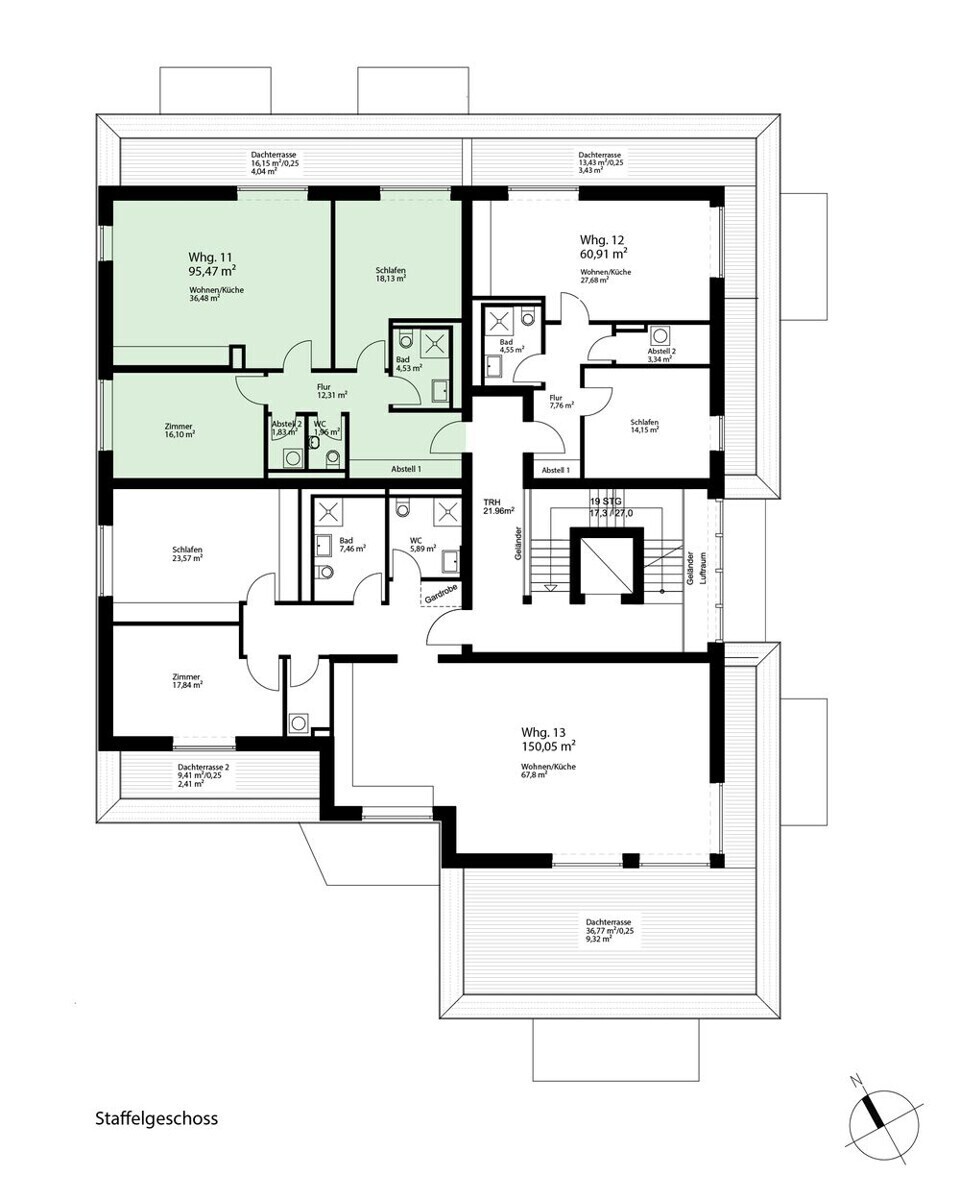 Geschossflächenplan Staffelgeschoss