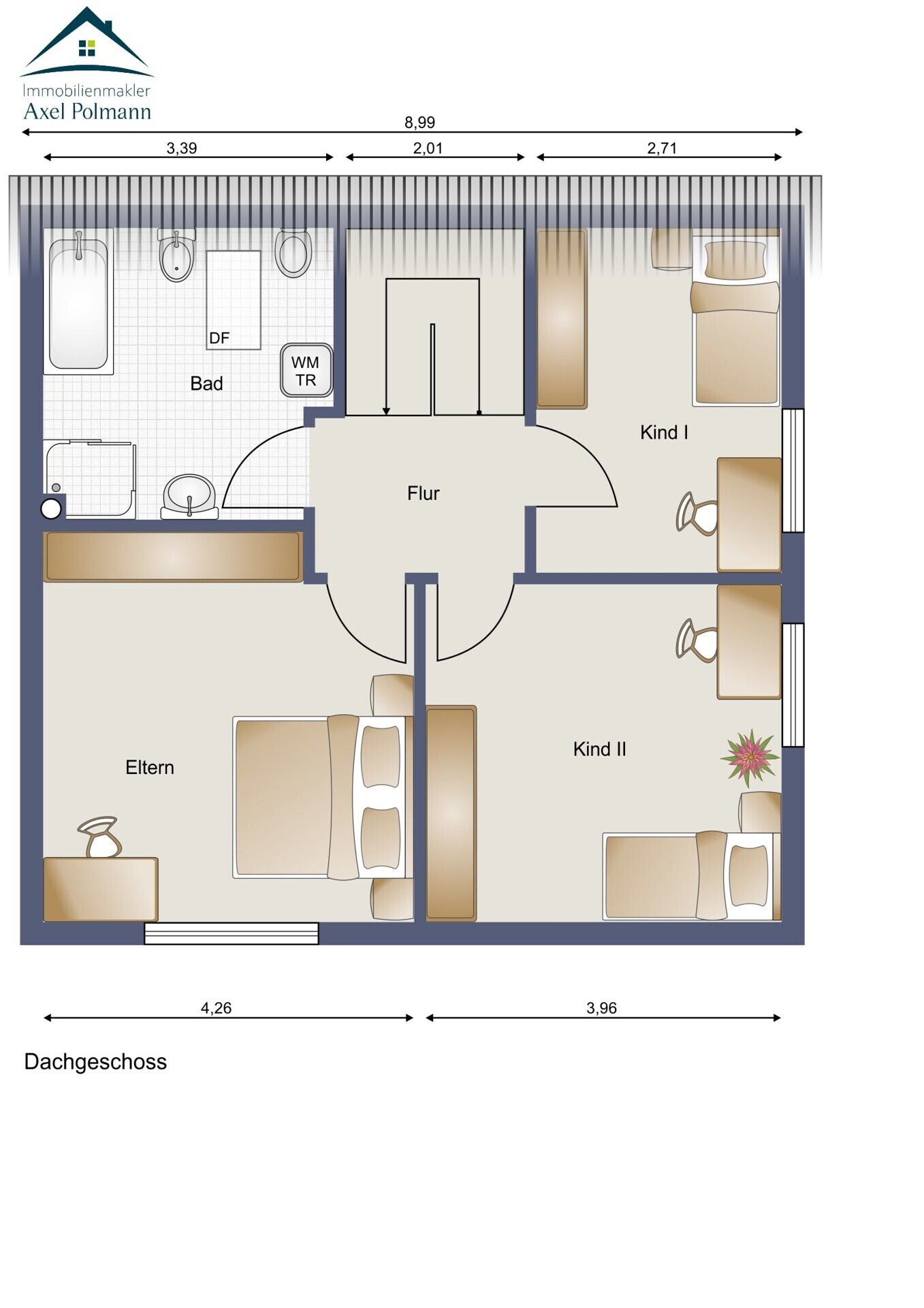 Grundriss Obergeschoss WHG 2