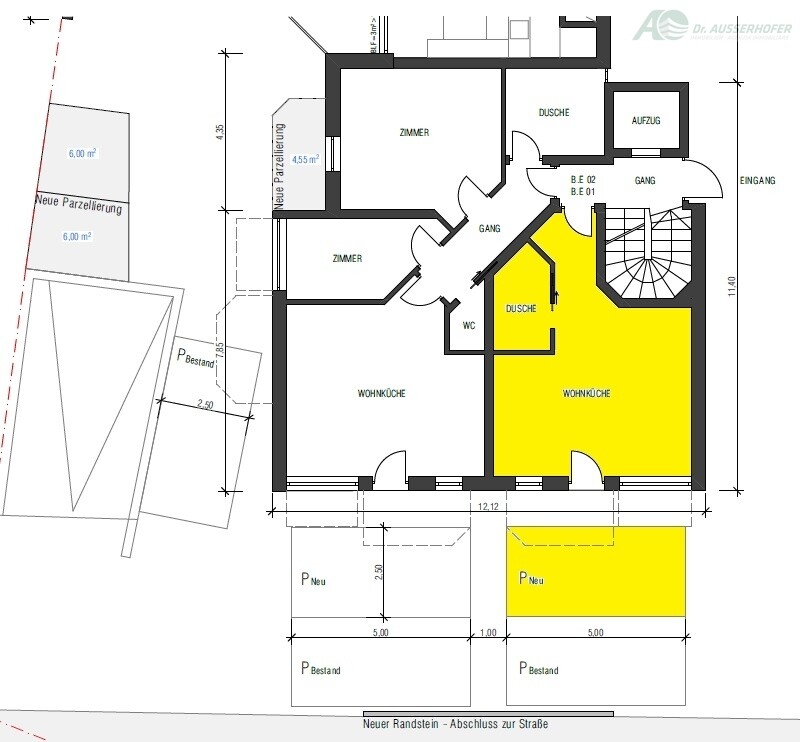 Plan Erdgeschoss mit Parkplatz