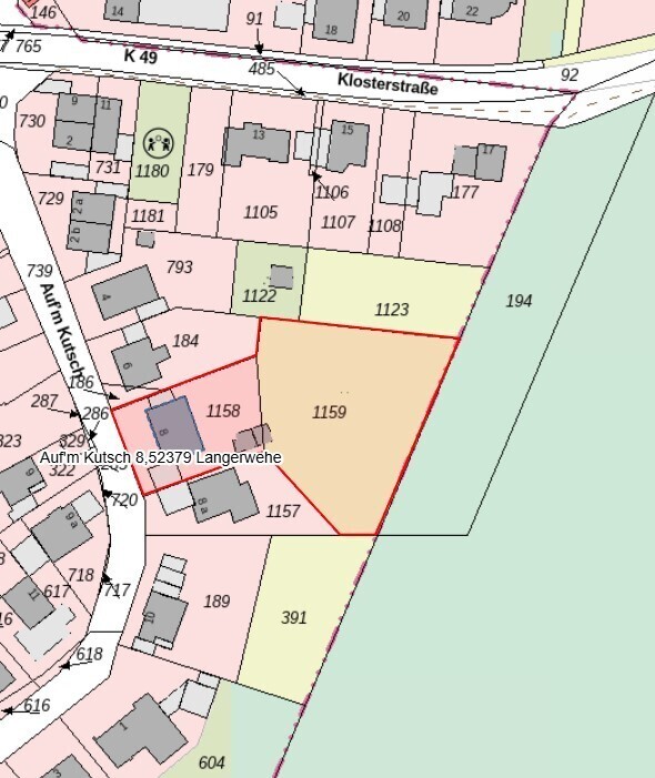 Lageplan - Flurstück (rot gekennzeichnet)
