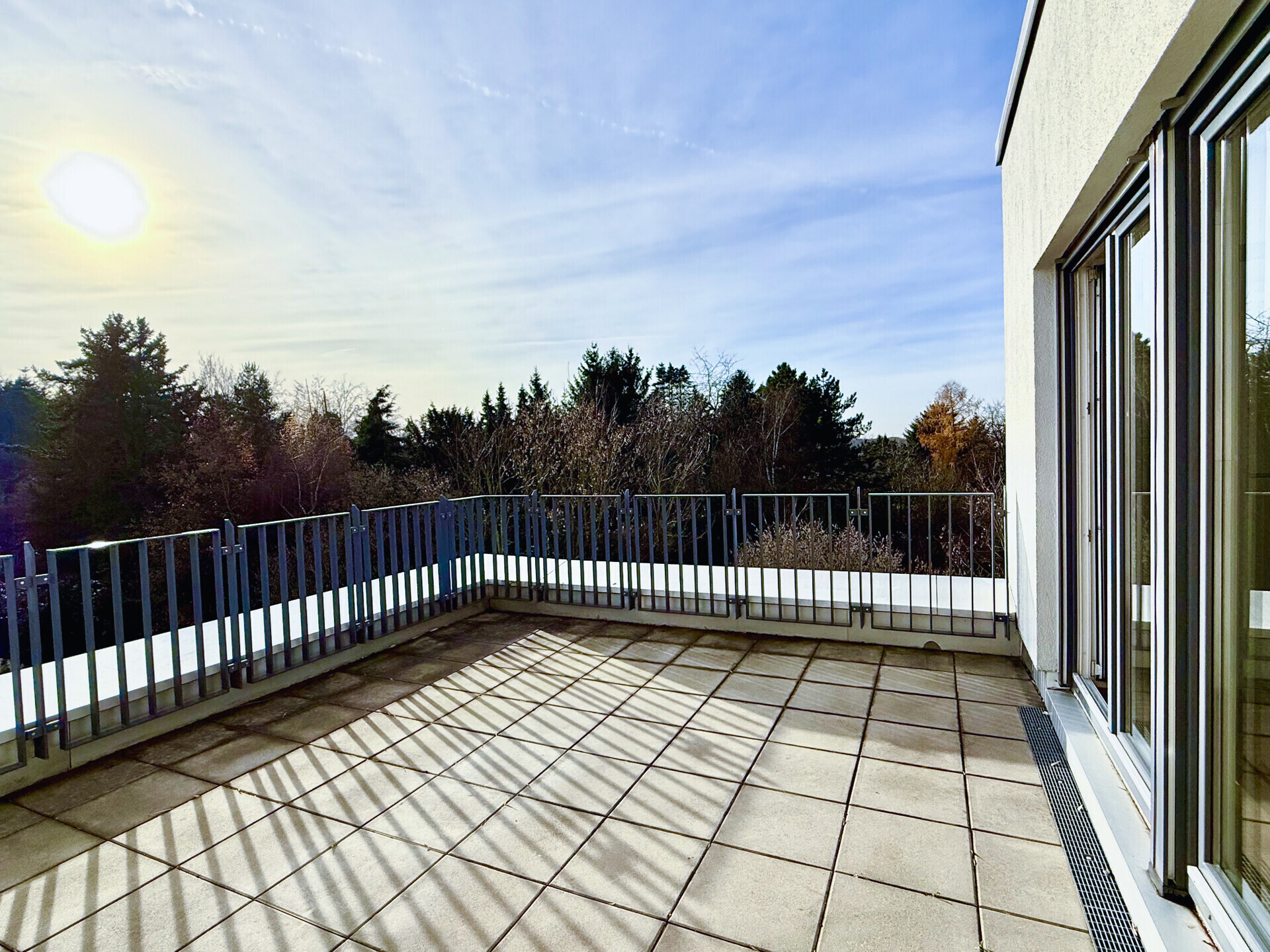 Blick ins Grüne von der Dachterrasse