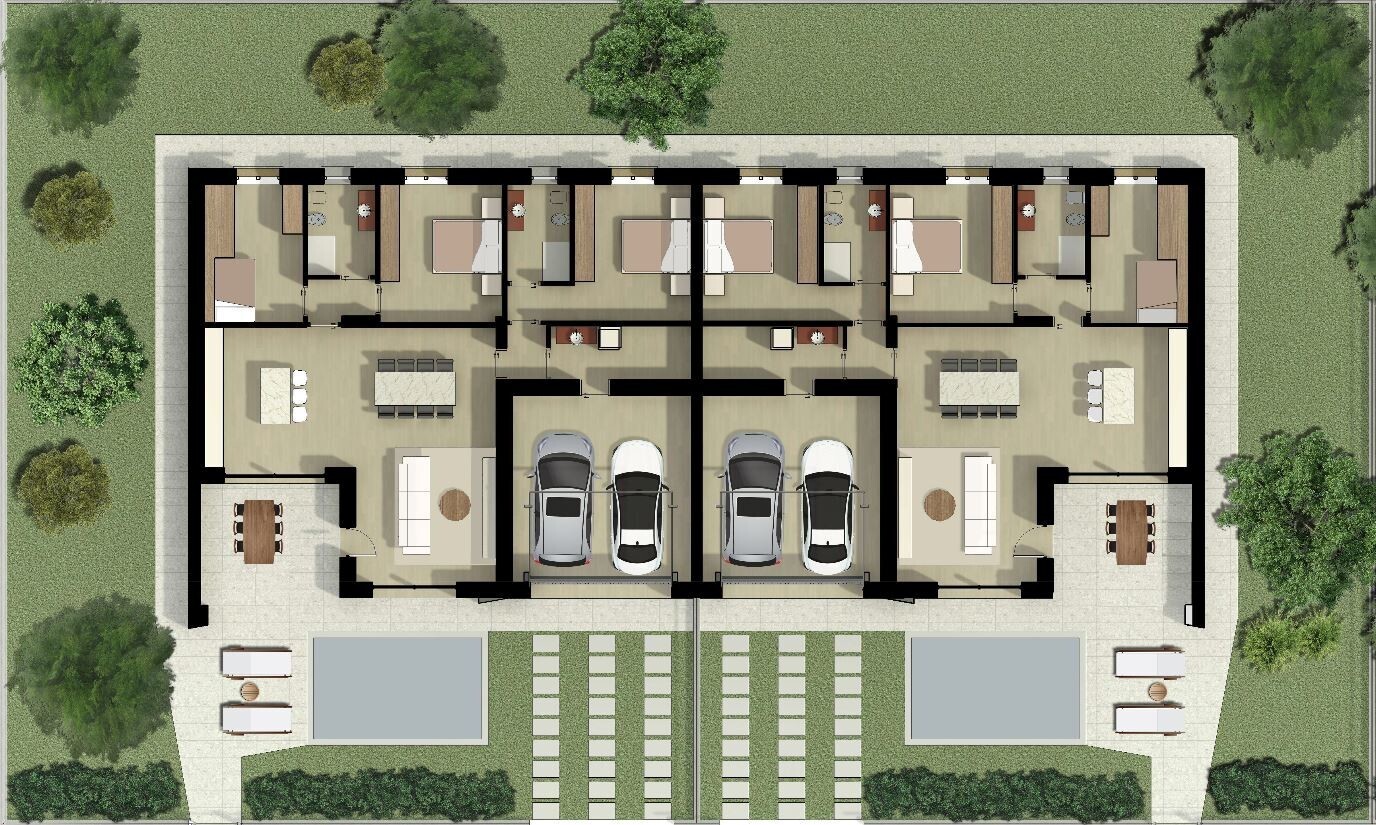 PIANTA ARREDATA BIFAMILIARE