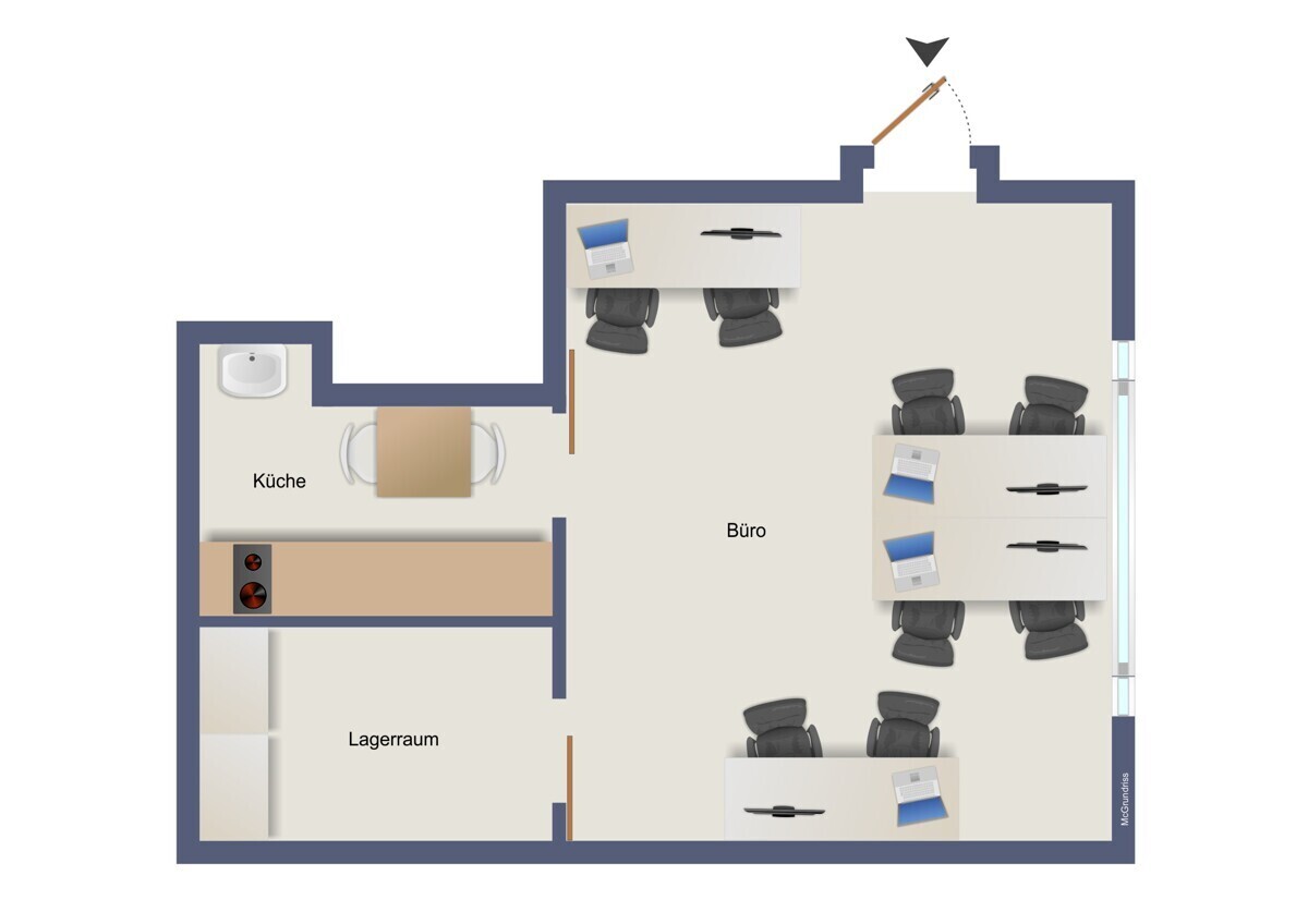 Grundriss EG links (Büro- und Gewerbefläche)