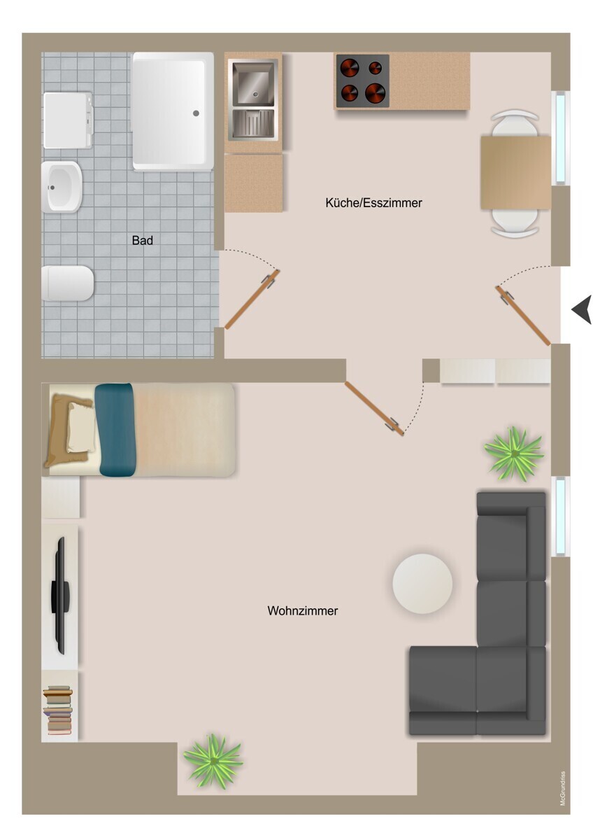 Grundriss Wohnung Hofseitig