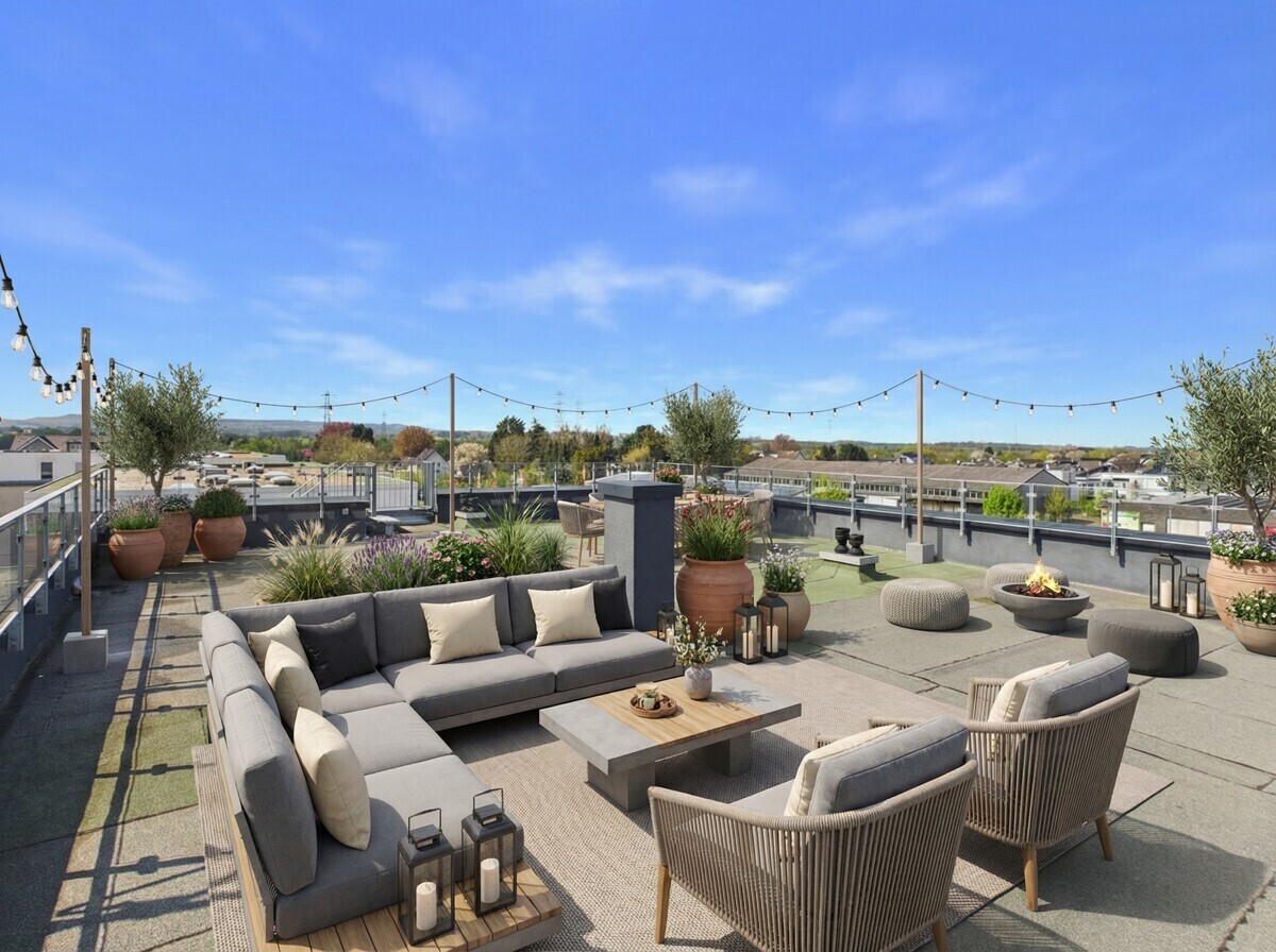 Dachterrasse mit Einrichtungsvorschlag