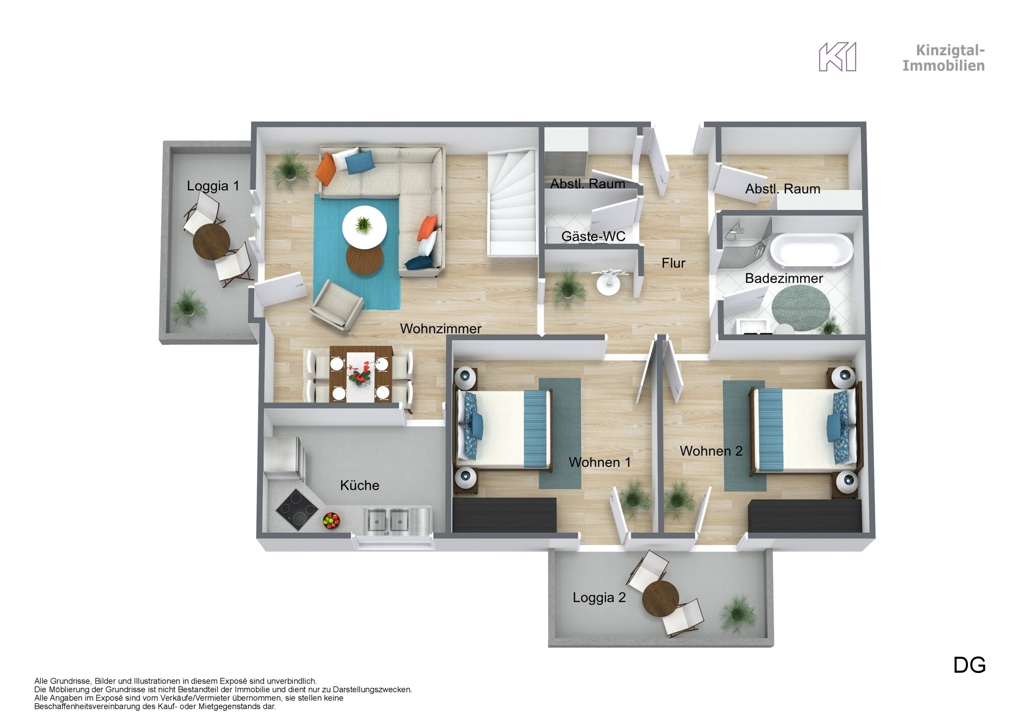 Floorplan letterhead - Objekt 221045 - 1. Etage - 3D Floor Plan