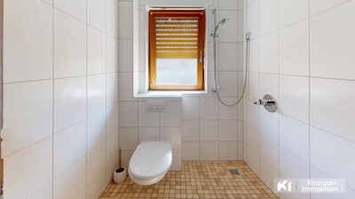 Gäste-WC mit ebenerdigen Duschbereich