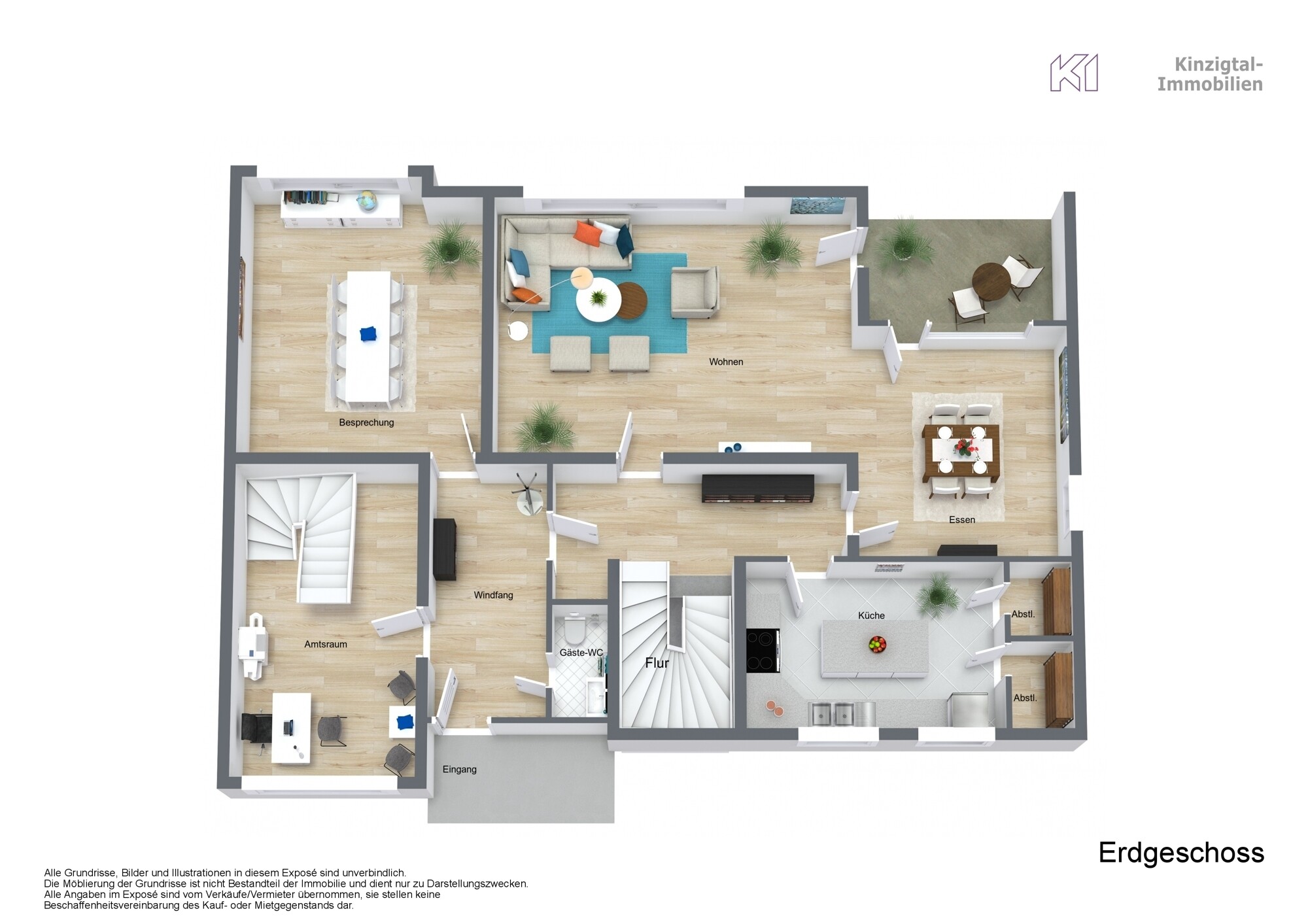 3D Grundriss Erdgeschoss