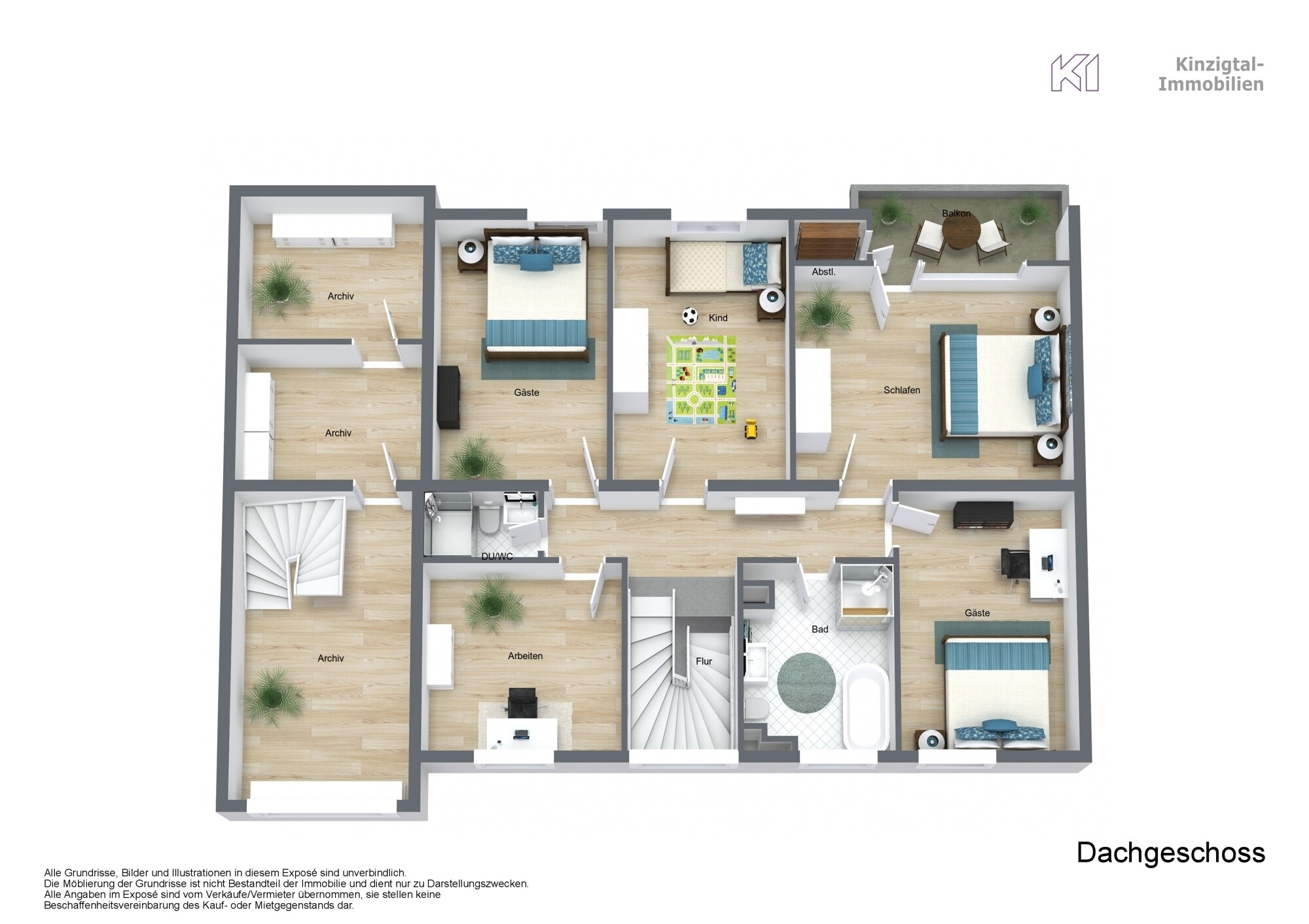 3D Grundriss Dachgeschoss