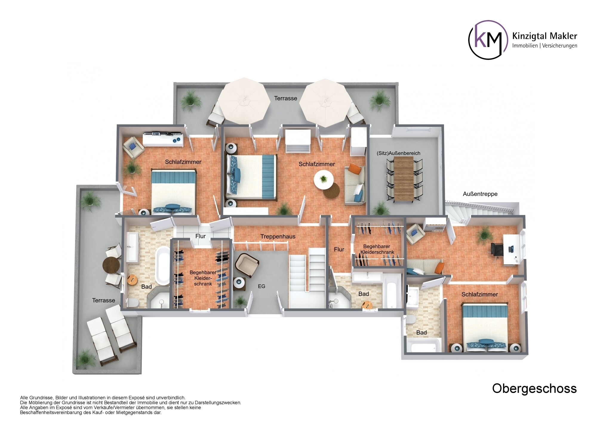 Floorplan letterhead - Grundriss Finca OG - Obergeschoss - 3D Floor Plan