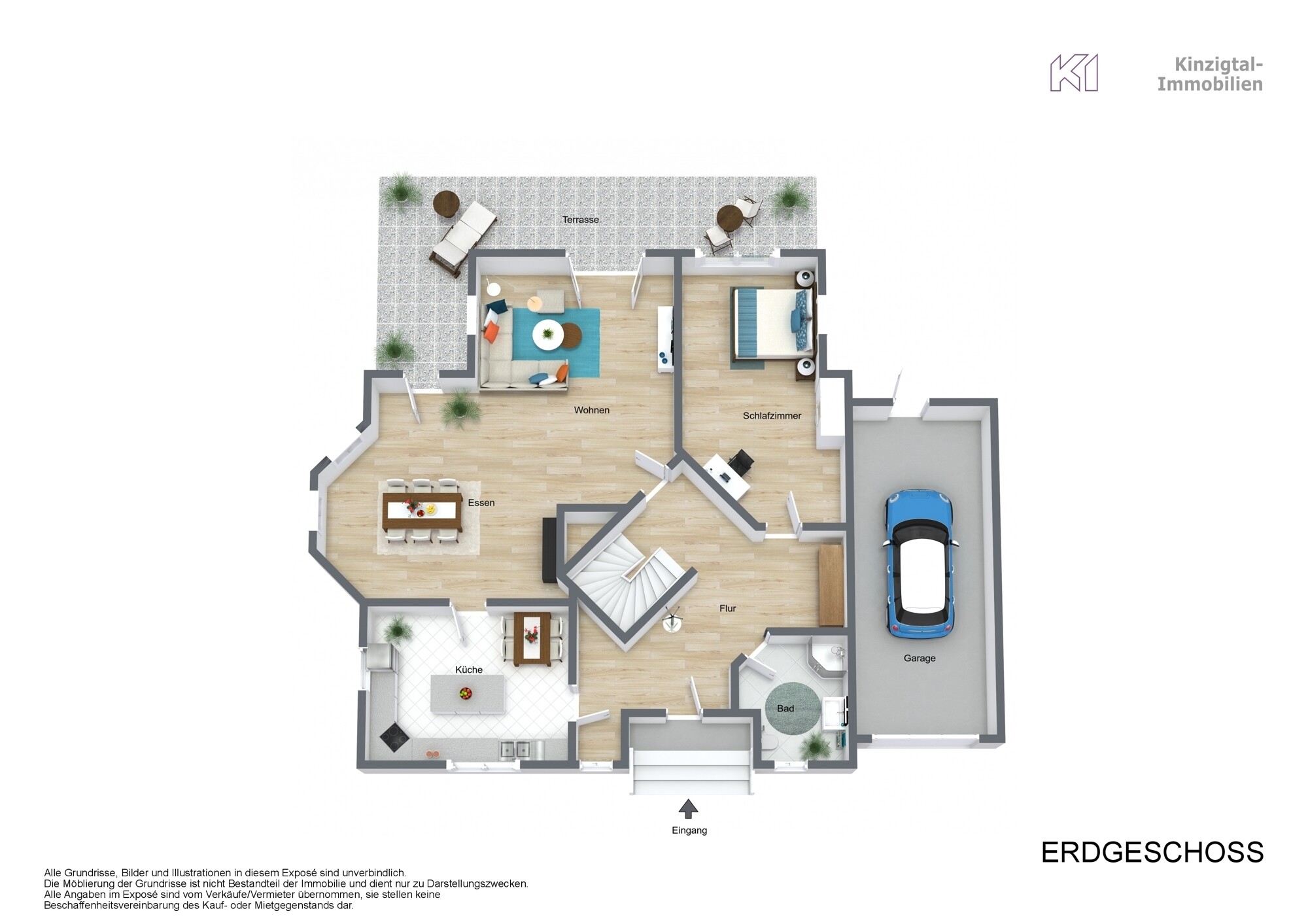 3D Grundriss Erdgeschoss