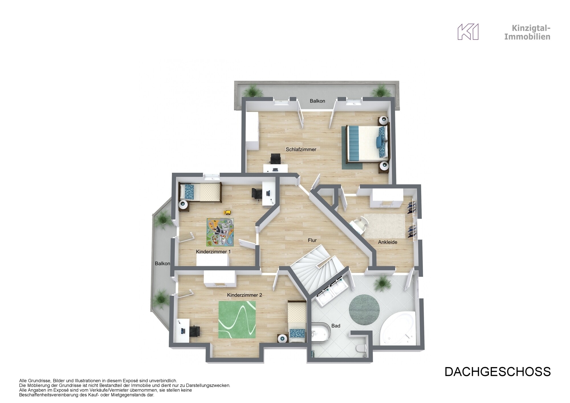 3D Grundriss Dachgeschoss