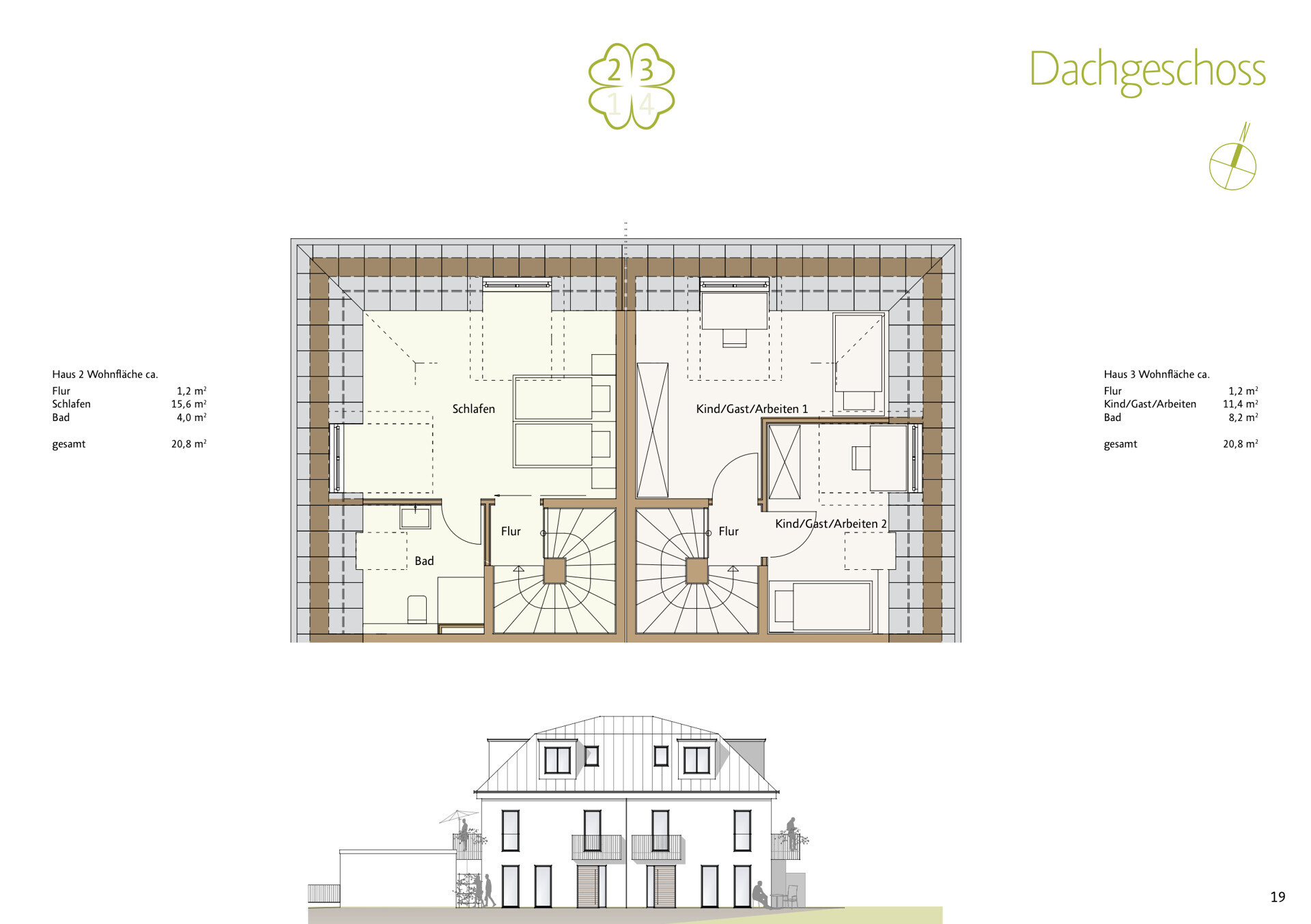 Haus 2 & 3 Grundriss Dachgeschoss 