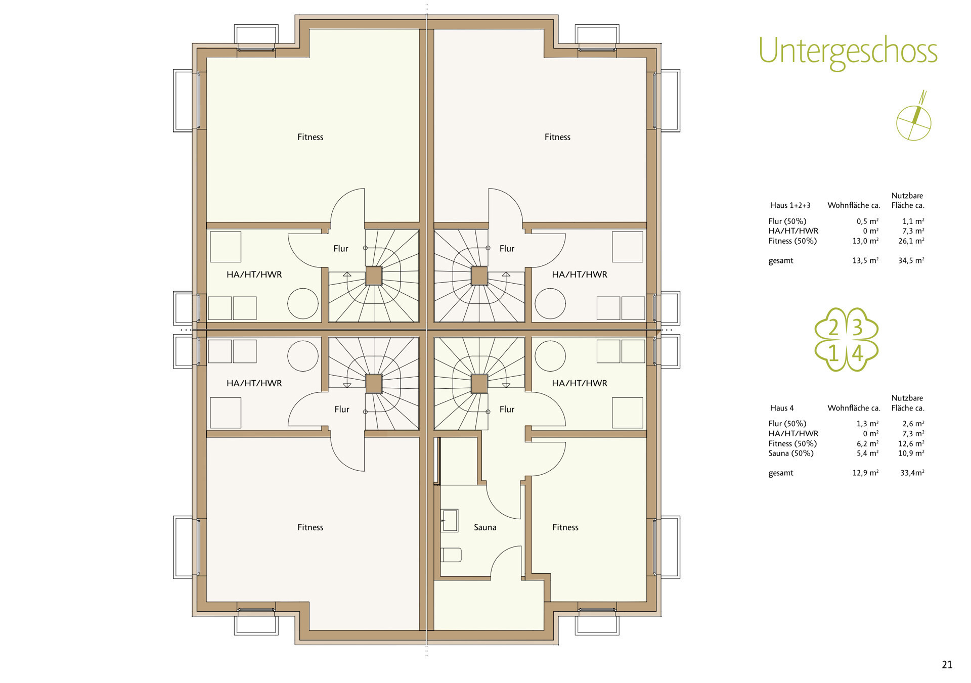 Haus 1I2I3I4 Grundriss Untergeschoss