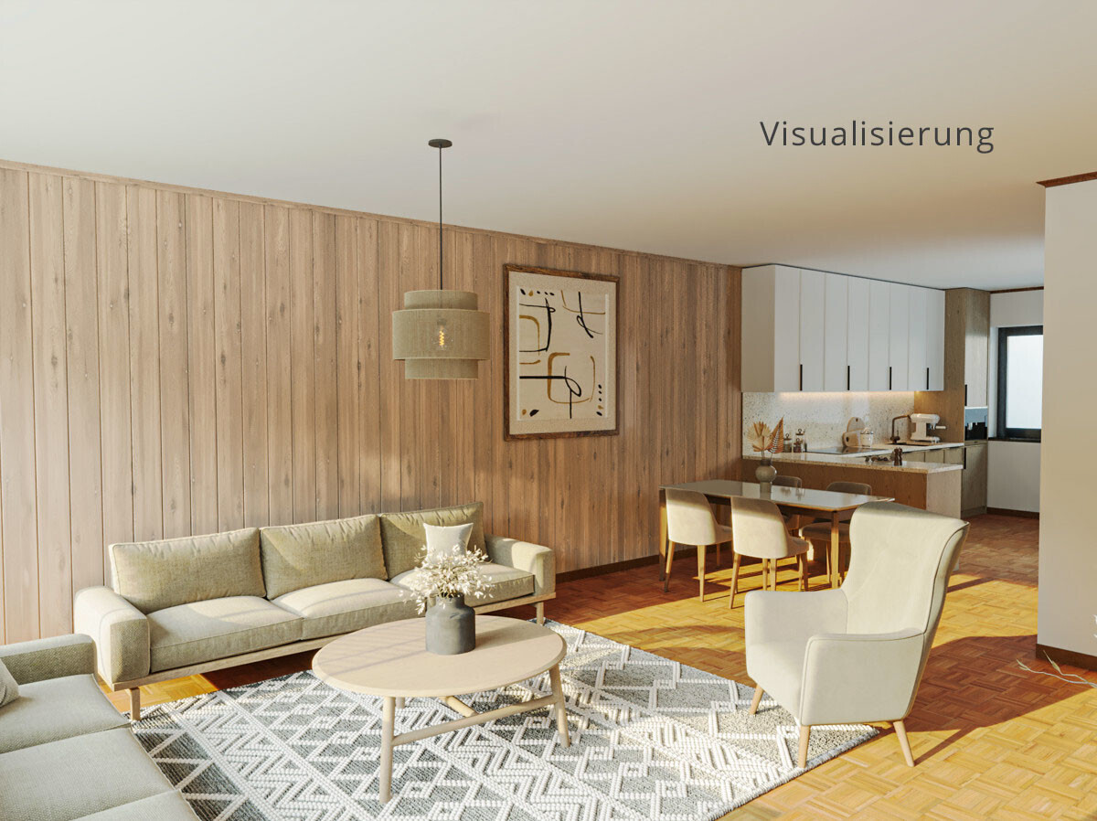 Visualisierung helles Wohnzimmer