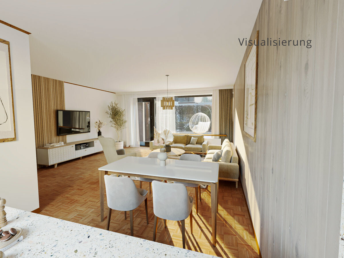 Visualisierung helles Wohnzimmer